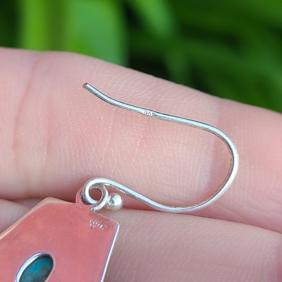 Blue Mohave Turquoise 925 Earrings - Picture 6 of 6